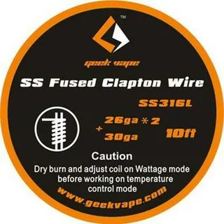10ft GeekVape SS Fused Clapton Wire, 26GAx2+30GA