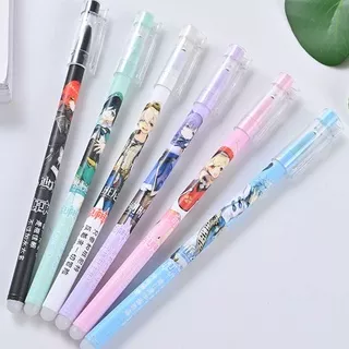 6Pcs/lot Game Genshin Impact Erasable Pen Blue Black Ink Magic Ballpoint Pen 0.38mm For School Office Writing Supply Kids Stationery gift