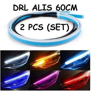 Lampu LED Alis Drl Flexibel Slim 60 Cm Waterproof with Running Sein 2 warna running 60cm Mobil