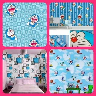 Wallpaper Stiker/ Wallpaper Dinding Motif Doraemon  Murah ( Lebar 45 cm x Panjang 10 meter )