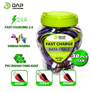 TAB DP SERIES DAP Kabel Data Android Iphone Type-C Micro USB Lightning 100cm Fast Charging 2.4A Garansi Resmi 1 Tahun 30PCS - DP Series