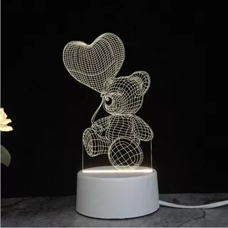 Lampu Tidur / Pajangan Lampu Hias 3D Model Teddy Love