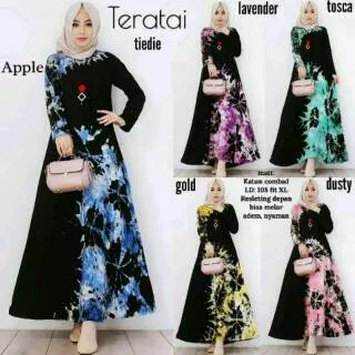 Gamis tiedye teratai kaos combad / gamis muslimah / gamis murah # gamis arabian # gamis hamil