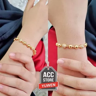 [cod] yuwen gelang fashion wanita permata korea gold lapis emas xuping gelang bola mata 1 baris 24