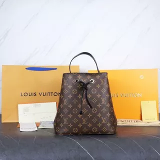 Tas handbag LV Louis Vuitton neonoe monogram list black slingbag mirror quality 1:1 grade ori original quality replika replica best replica kw 1 kw premium