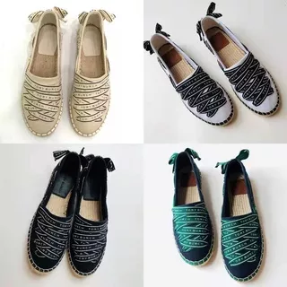 [Instant/Same Day]stb18 STB31 Original TB Bowknot ribbon style canvas material women's casual shoes flat shoes xie