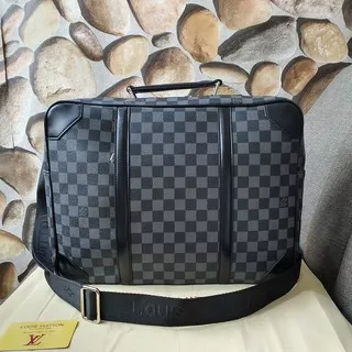 TAS BRANDED IMPORT || Louis Vuitton LV Briefcase Canvas Graphite Backpack Uk. 38 cm