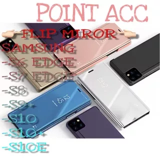 Samsung S6 Edge S7 Edge S8 S8+ S9 S9+ S10 S10+ S10Lite Flip cover miror / flip miror standing