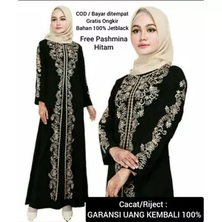 Baju Gamis Abaya Turkey 213 Bordir Gold Abaya Hitam Dubai Turki Arab Terbaru Pakistan Arab Modern