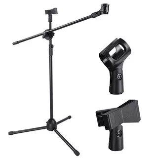 Tripod Microphone Holder 2 Clip Height Adjustable 98-170cm