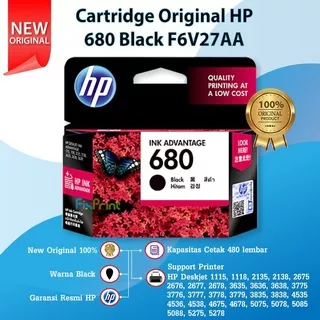 Cartridge HP 680 Black Printer 1115 1118 2135 2138 2675 2676 2677 2678 3635 3636 3638 3775 3776 3777