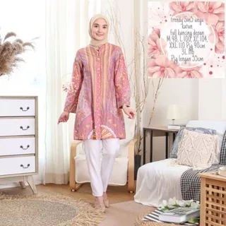 Atasan Batik tunik Wanita Modern Baju Batik Atasan Wanita Kerja Atasan Batik Tunik kekinian-batikwanitakekinian