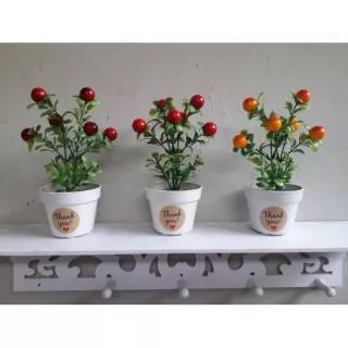 Set Pot + Bunga palsu hias plastik bunga artifisial bunga  dekorasi rumah shabby lover buah imitasi