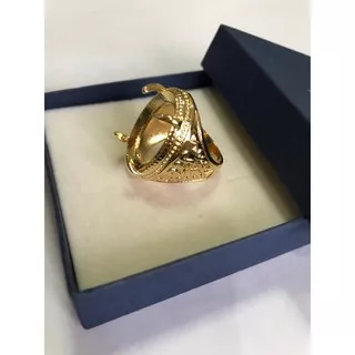Rangka/Cangkang Cincin Batu Akik Pria Model Ulir Warna Gold/Emas Import