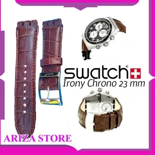 Tali Jam Tangan Swatch Irony Chrono 23 mm Kulit Swatch Coklat