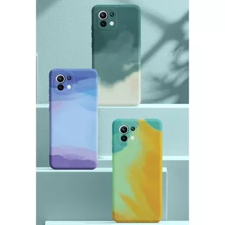 Xiaomi Mi 11/Lite/Ultra Soft Case Liquid Silicone Watercolor Gel Rubber Shockproof Baby-Skin Feeling Cover