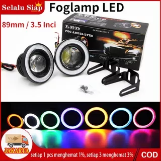 Foglamp LED 89mm / 3.5 Inci Inch Projector Angel Eyes Universal Mobil 89 mm Lampu Kabut Foglight