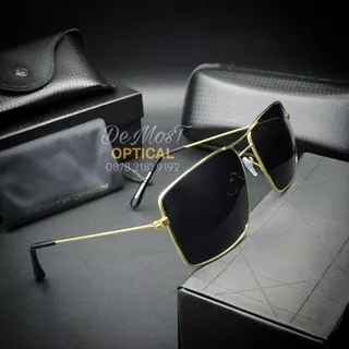 KACAMATA RAYBAN R 1002 DENGAN LENSA POLYCARBONATE TERBARU FASHION PRIA - Hitam Gold MANEFURO STORE