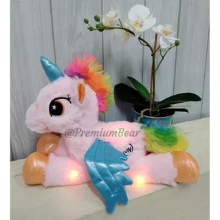 Boneka Unicorn Led 33cm/ Unicorn Lampu/Boneka Lampu Lucu/Kado Boneka Lucu