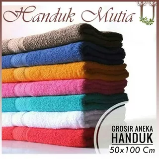 HANDUK MUTIA 50X100 Cm - Handuk Katun Olahraga  Dewasa Polos Souvernir Grosir Murah USHOP