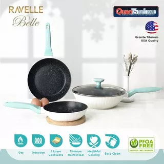 Penggorengan Korea Cookware Set Isi 3 Pcs - RAVELLE BELLE Set 3 Pcs - Granite Titanium USA