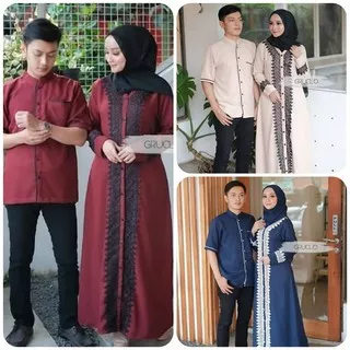 Promo !! KARINA COUPLE SET Gamis Couple Syari + Baju Koko Bahan Moscrepe Allsize fit L