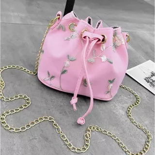 TAS SELEMPANG WANITA NEAVA TA100P3 MINI KECIL SERUT RANTAI KULIT PINK RENDA  KOREA IMPORT MURAH ABG