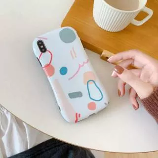 White Abstract Shapes Geometric Art Cute Oval Soft Case iPhone 6/6+/6s/6s+/7/7+/8/8+/X/Xs/Xs Max/Xr