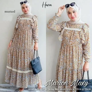 Marion maxy / Gamis ceruty babydoll aplikasi renda ??geser utk pilihan warna