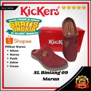 Sepatu Selop Bustong Casual Wanita KicKers SL Bintang 09 Marun