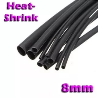 Selongsong Bakar Kabel 8mm Heat Shrink HeatShrink Tube Pelapis Kabel Haetshrink Pelindung Ciut Panas Hitam Kabel