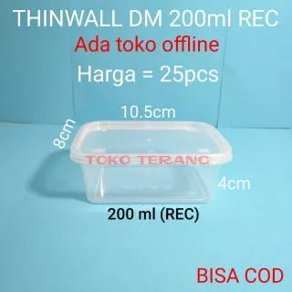 Thinwall food container 200ml kotak/Tempat penyimpanan makanan/Cup salad/Cup puding/ tempat slime