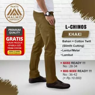 Celana Pria Chino Panjang Slim Fit Chinos Casual Tebal Lentur Original Murah 28 - 42 Warna Khaki