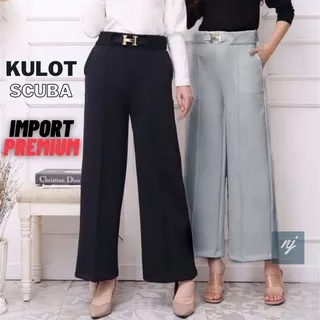 Celana Kulot Scuba Premium Import Panjang Jumbo model Hermes Original / Cullote Pants Scuba Wanita Muslimah cutbray