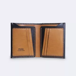 EMPEROR Duotone (Black - Brown) - (Leather Vertical Bifold Wallet,  Dompet Kulit Asli Handmade Pria)