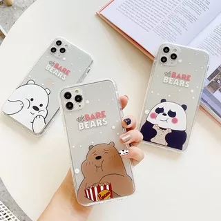 Case iPhone 13 12 11 Pro X XR XS Max SE 2020 6 6S 7 8 Plus Soft Transparent Shockproof Printed Phone Case Motif Snowflake Eating and Cute Bear
