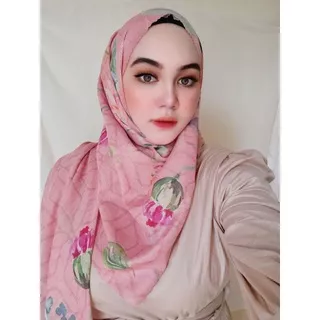 Sweet Spring Series Peach / Hijab Voal / Hijab Segiempat / Jilbab Motif