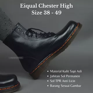 Sepatu Boots Pria Jumbo Bahan Kulit Asli Boot Ukuran Besar Big Size 38 - 49 - Eiqual Chester High