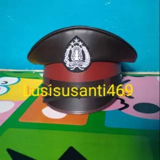 Topi pet polisi TK - Topi pet polantas - Topi polantas coklat - Topi polisi coklat.