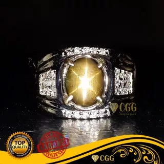 Cincin Batu Permata Natural Black Sapphire Star