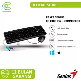 Genius Keyboard KB-C100 Bundle Mouse Combo PS2 - USB Free Converter