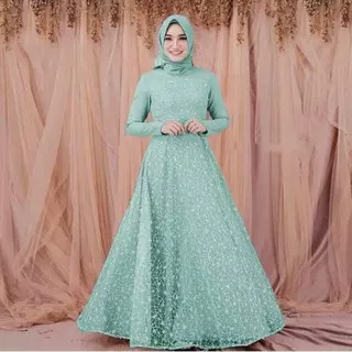 READY JUMBO Dress Mewah Sahita Maxi Gamis Tile Bordir Gaun Muslim Wanita Jumbo ORIGINAL MURAH