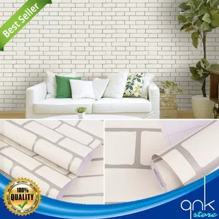 Wallpaper Dinding Motif Bata 45cm x 5m Putih Klasik Wallpaper Sticker Wallpaper Bata Putih Klasik