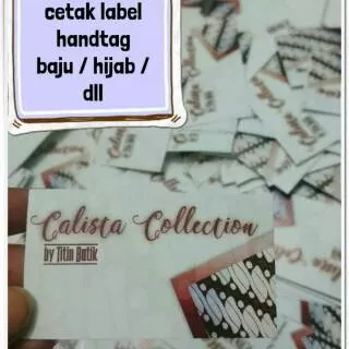 jasa cetak label baju hijab online shop / handtag baju / kertas label baju murah / cetak print label