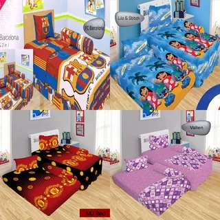 SPREI SORONG LADY ROSE 2 IN 1 SINGLE 120 No.3 SEPRAI MOTIF FC BARCELONA, LILO STITCH, MU RED, VALLEN