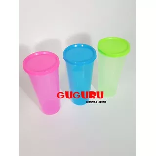 Souvenir Gelas Plastik Tutup (L) Tumbler Plastik Colorful Warna Warni Souvenir Botol (dapat 12 PCS)