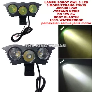 LAMPU SOROT OWL 3 MATA LED 12V DC 6W 3 MODE/LAMPU TEMBAK 3 MODE LED 3 MATA MIDEL OWL/LAMPU SOROT 3 LED/LAMPU TEMBAK 3 MATA/LAMPU TEMBAK OWL BUAT MOTOR/SOROT KED 3 MATA 12V MOTOR/LAMPU TEMBAK CAHAYA KUNING/LAMPU SOROT CAHAYA PUTIH/LED SOROT/LED TEMBAK