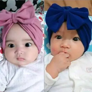 Bandana turban anak bayi pita polos topi bayi 0-3tahun hijab anak newborn