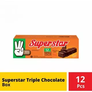 SuperStar Wafer Triple Coklat 1 box isi 12 Pcs