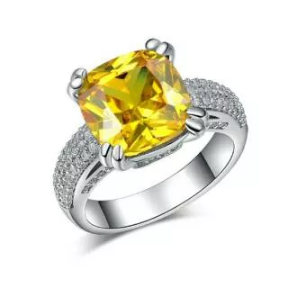 Cincin Perak Silver 925 Batu Yellow Garnet